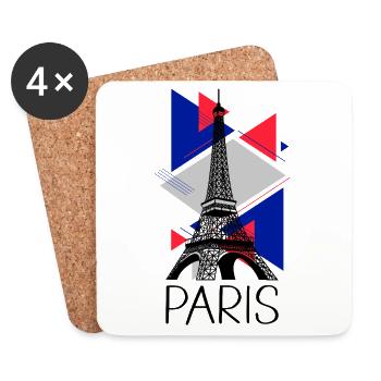 Paris Eiffelturm Frankreich Stadt Skyline Kunst - Untersetzer (4er-Set) - Weiß - Vorne