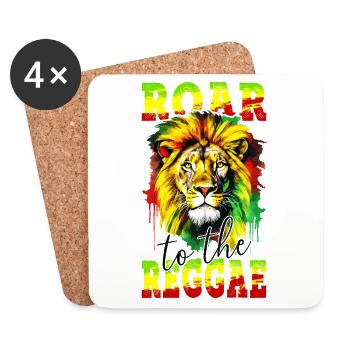 Lion Jamaïque Couleurs Reggae Rasta Rastafari Roar - Dessous de verre (lot de 4) - blanc - Devant