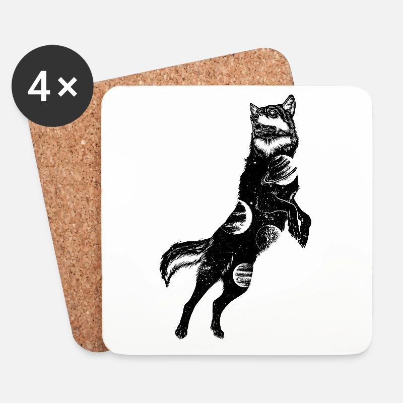 Wolf Universum - Untersetzer (4er-Set) - Weiß