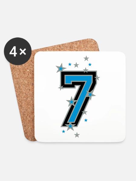 Mit Sterne verzierte Nummer Sieben - Untersetzer (4er-Set) - Weiß
