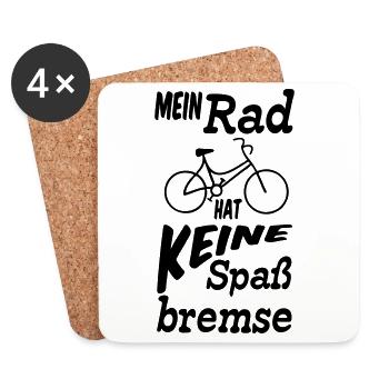 Rad ohne Spaßbremse Fahrrad Radfahrer Geschenk - Untersetzer (4er-Set) - Weiß - Vorne