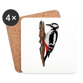 Woodpecker - Coasters (set of 4) - white - Front