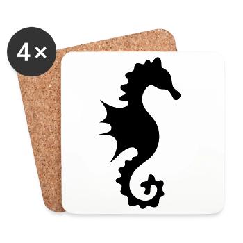 un hippocampe - Dessous de verre (lot de 4) - blanc - Devant