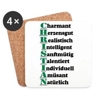 Christian Vorname,Namensschild,Name,Fun Shirt (25) - Untersetzer (4er-Set) - Weiß - Vorne