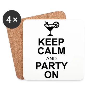keep calm and party on - Coasters (set of 4) - white - Front