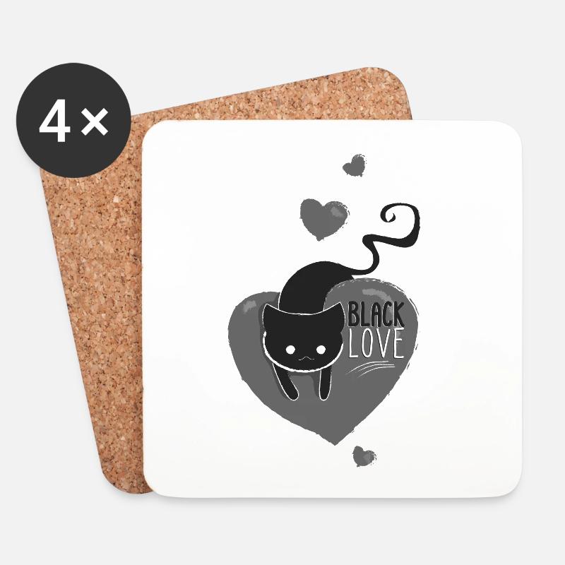 Black Love Gothic Cat - Untersetzer (4er-Set) - Weiß