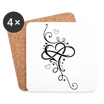 Tribal Heart with large infinity loop - Coasters (set of 4) - white - Front