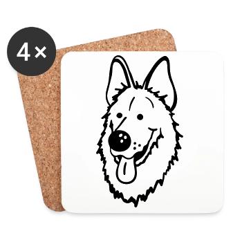 German Shepherd - Coasters (set of 4) - white - Front