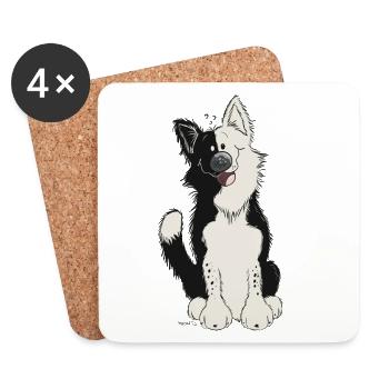 Mignon Border Collie - Dessous de verre (lot de 4) - blanc - Devant