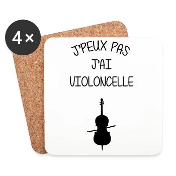 Violoncelle / Violoncelliste / Musique / Musicien - Dessous de verre (lot de 4) - blanc - Devant