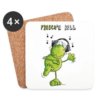 Frosch n' Roll - Untersetzer (4er-Set) - Weiß - Vorne