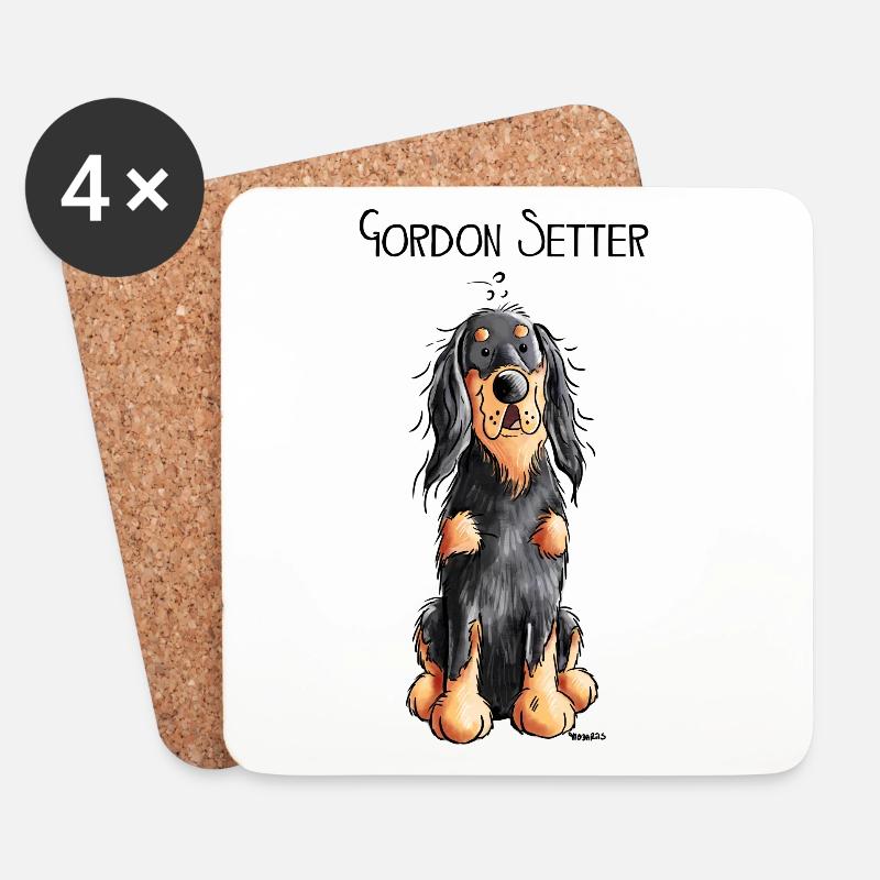 Funny Gordon Setter - Hund - Comic - Hunderasse - Untersetzer (4er-Set) - Weiß