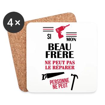 Belle Beau-Frère / Belle-Sœur / Beau Frere / Belle - Dessous de verre (lot de 4) - blanc - Devant