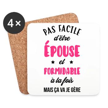 Epouse - Mariée - Mariage - Couple - Amour - Coasters (set of 4) - white - Front