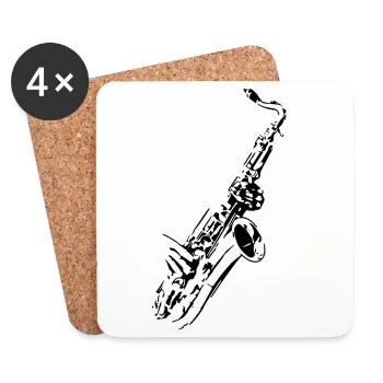 Saxophone instrument de musique musicien orchestre cor * - Dessous de verre (lot de 4) - blanc - Devant