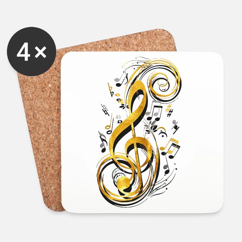 Musiknote - Musikschlüssel - Notenschlüssel - Note - Untersetzer (4er-Set) - Weiß