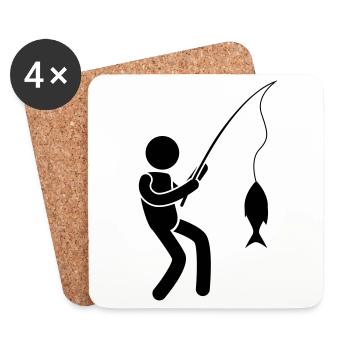 Fisherman Fishing Man Fishing - Coasters (set of 4) - white - Front