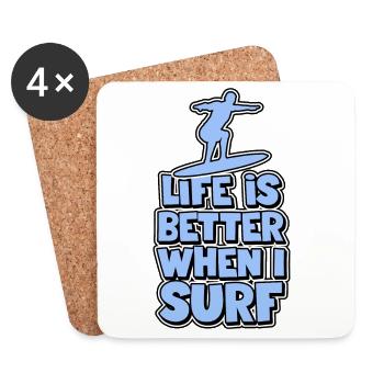 Das Leben ist besser wenn ich surfe - Untersetzer (4er-Set) - Weiß - Vorne