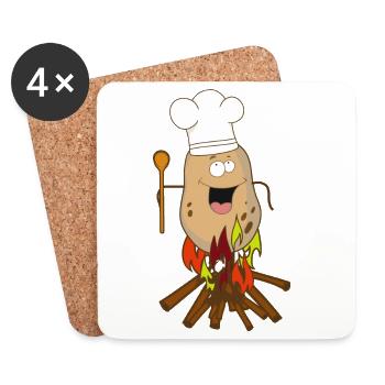 Pommes de terre frites Grill Cook Campfire - Dessous de verre (lot de 4) - blanc - Devant