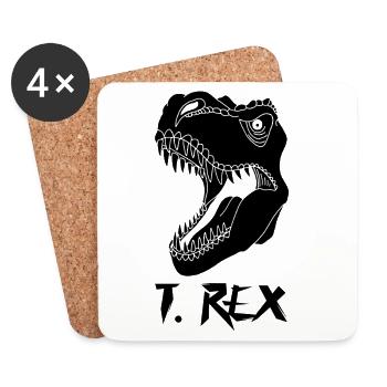 Black tyrannosaurus - Coasters (set of 4) - white - Front
