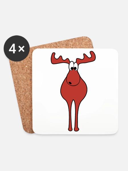 Elch Weihnachten - Untersetzer (4er-Set) - Weiß