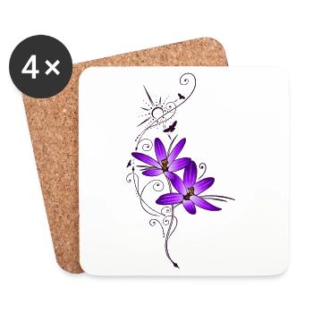 Purple crocus symbols in spring - Coasters (set of 4) - white - Front