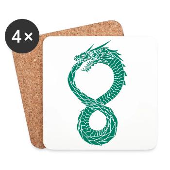 Dragon infini vert - Dessous de verre (lot de 4) - blanc - Devant