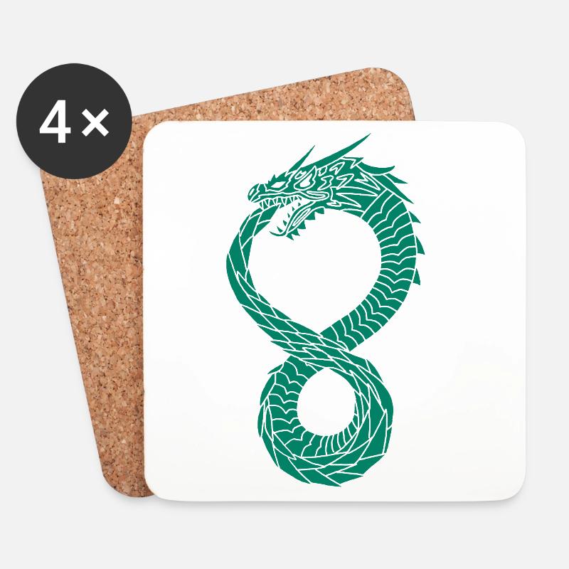 Grüner unendlicher Drache - Untersetzer (4er-Set) - Weiß