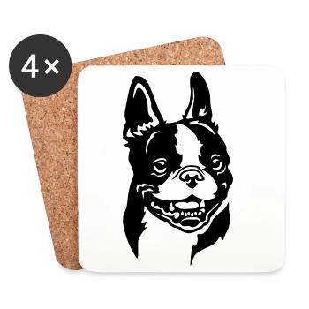 Boston Terrier Kopf - Untersetzer (4er-Set) - Weiß - Vorne