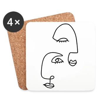Line drawings abstract - Coasters (set of 4) - white - Front