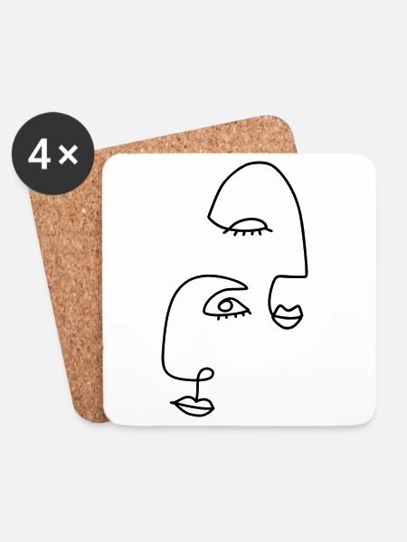 Line drawings abstract - Coasters (set of 4) - white