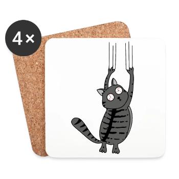 Panic Cat Striped Version - Untersetzer (4er-Set) - Weiß - Vorne