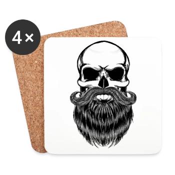 Skull Rocker Full Beard Beard Porteur - Dessous de verre (lot de 4) - blanc - Devant