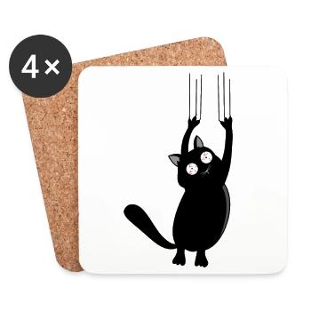 Panic Cat (Black Version) - Untersetzer (4er-Set) - Weiß - Vorne