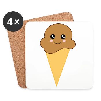 Kawaii Cream Kawaii Chocolate Kawaii Cream - Coasters (set of 4) - white - Front