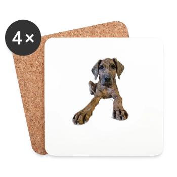 Chiot chien au regard curieux - Dessous de verre (lot de 4) - blanc - Devant