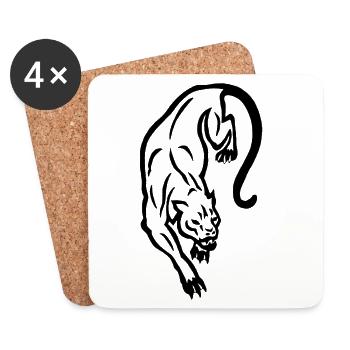 Schwarze Panther-Silhouette - Untersetzer (4er-Set) - Weiß - Vorne