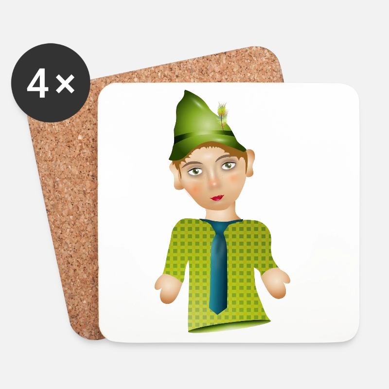 Der Seppel oder auch Seppl als Puppen Figur - Untersetzer (4er-Set) - Weiß