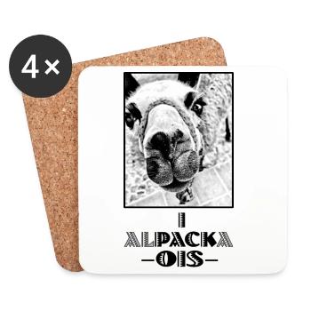 ALPAKA - i pack ois - ich schaffe alles - Dialekt - Untersetzer (4er-Set) - Weiß - Vorne