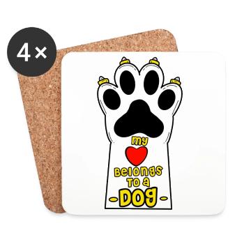 Pattes de chien avec un dicton affectueux - Dessous de verre (lot de 4) - blanc - Devant