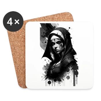 Religieuse guerrière - Dessous de verre (lot de 4) - blanc - Devant