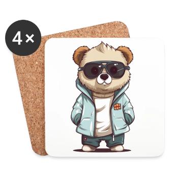 Lunettes de soleil Panda en veste cool - Dessous de verre (lot de 4) - blanc - Devant