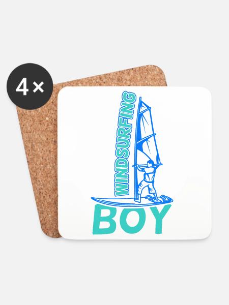 Windsurfer Junge - Untersetzer (4er-Set) - Weiß
