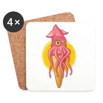 glace encornet - Dessous de verre (lot de 4) - blanc - Devant
