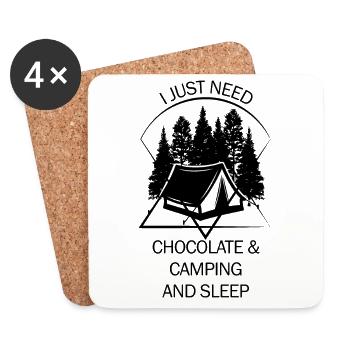 Tente Camping Camper Scout Bivouac - Dessous de verre (lot de 4) - blanc - Devant