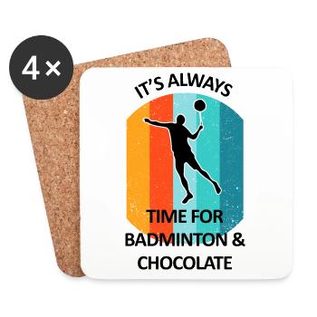 Badminton Badminton Badminton Player Chocolate - Coasters (set of 4) - white - Front