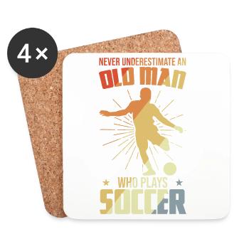 Grand-père de soccer - Dessous de verre (lot de 4) - blanc - Devant