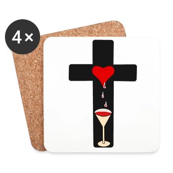 Cross of Christ Blood Horror Halloween Goth Occult - Coasters (set of 4) - white - Front