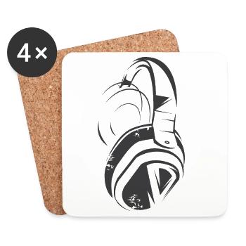 Headphones Style Illustration Symbol icon Music - Coasters (set of 4) - white - Front