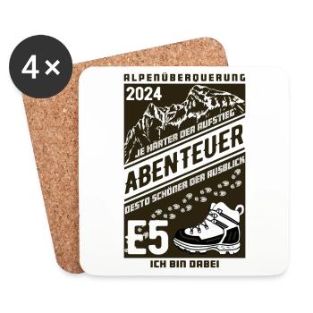 Abenteuer E5 Alpenüberquerung 2024 - Untersetzer (4er-Set) - Weiß - Vorne